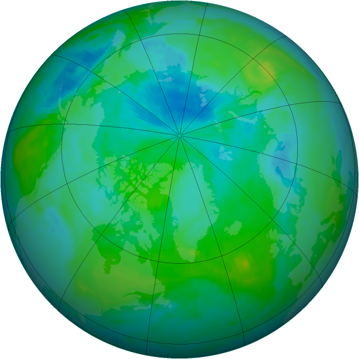 Arctic ozone map for 24 August 1997